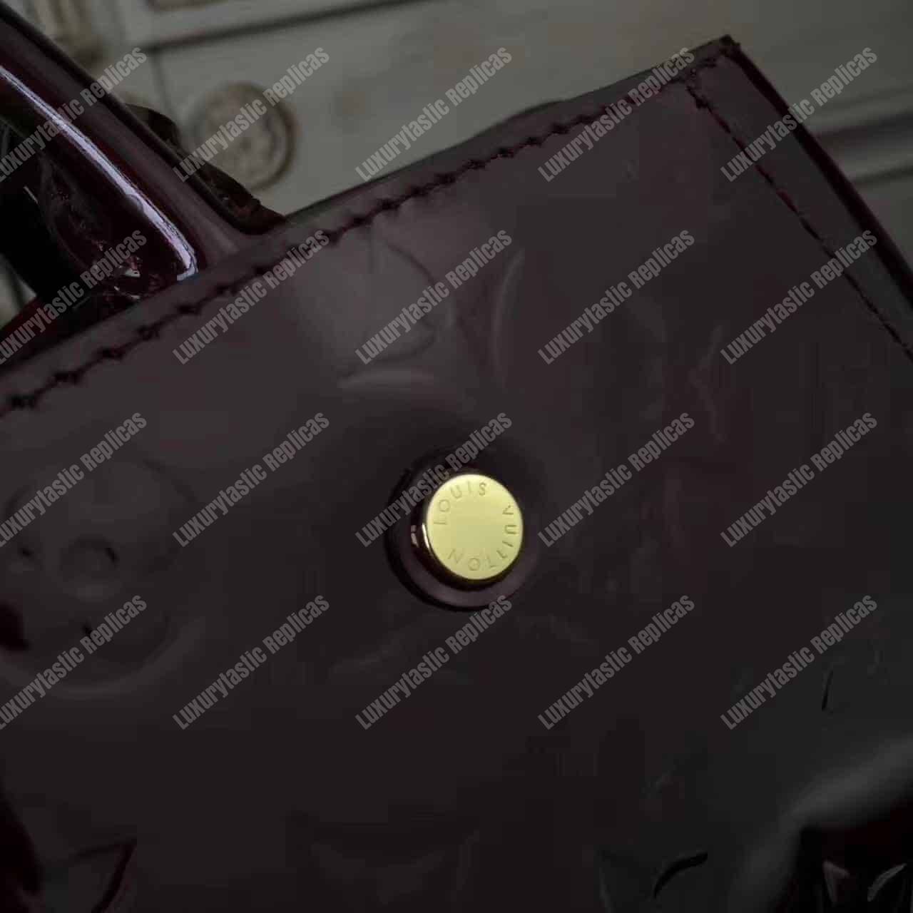 LV Montaigne MM Tote Bag Monogram Vernis Amarante