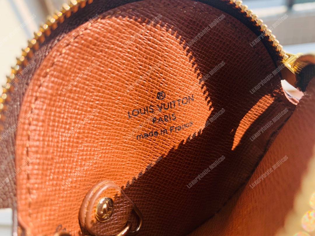 LV Round Coin Purse Monogram Orange White