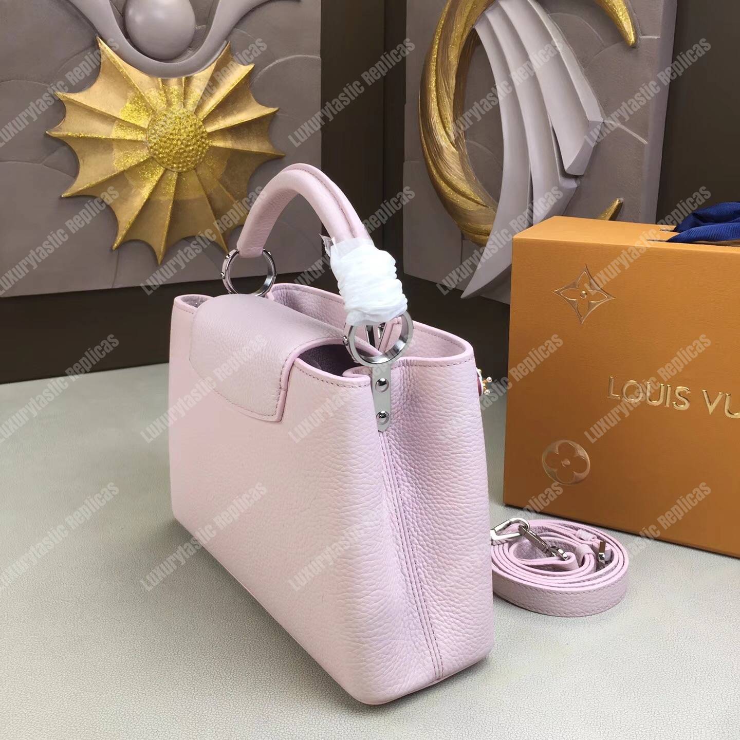 LV Capucines BB Taurillon Leather Rose Ballerine
