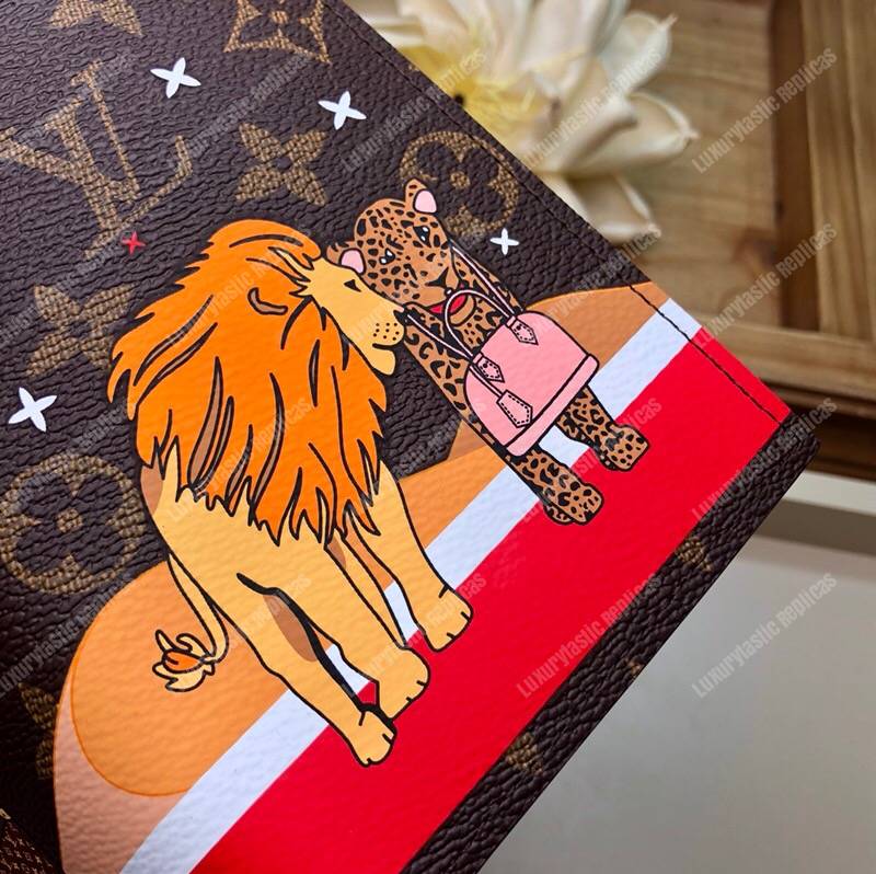 LV Passport Cover Monogram Lion and Cheetah