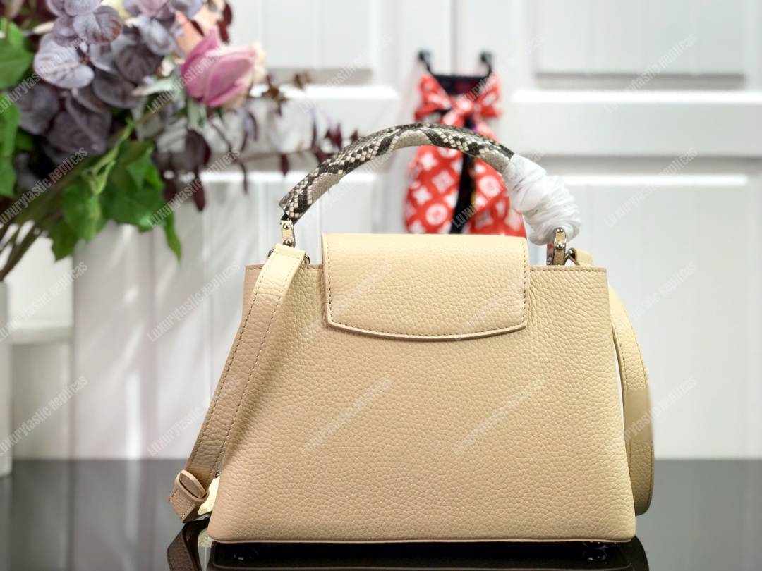 LV Capucines BB Taurillon Leather Python Galet Gray