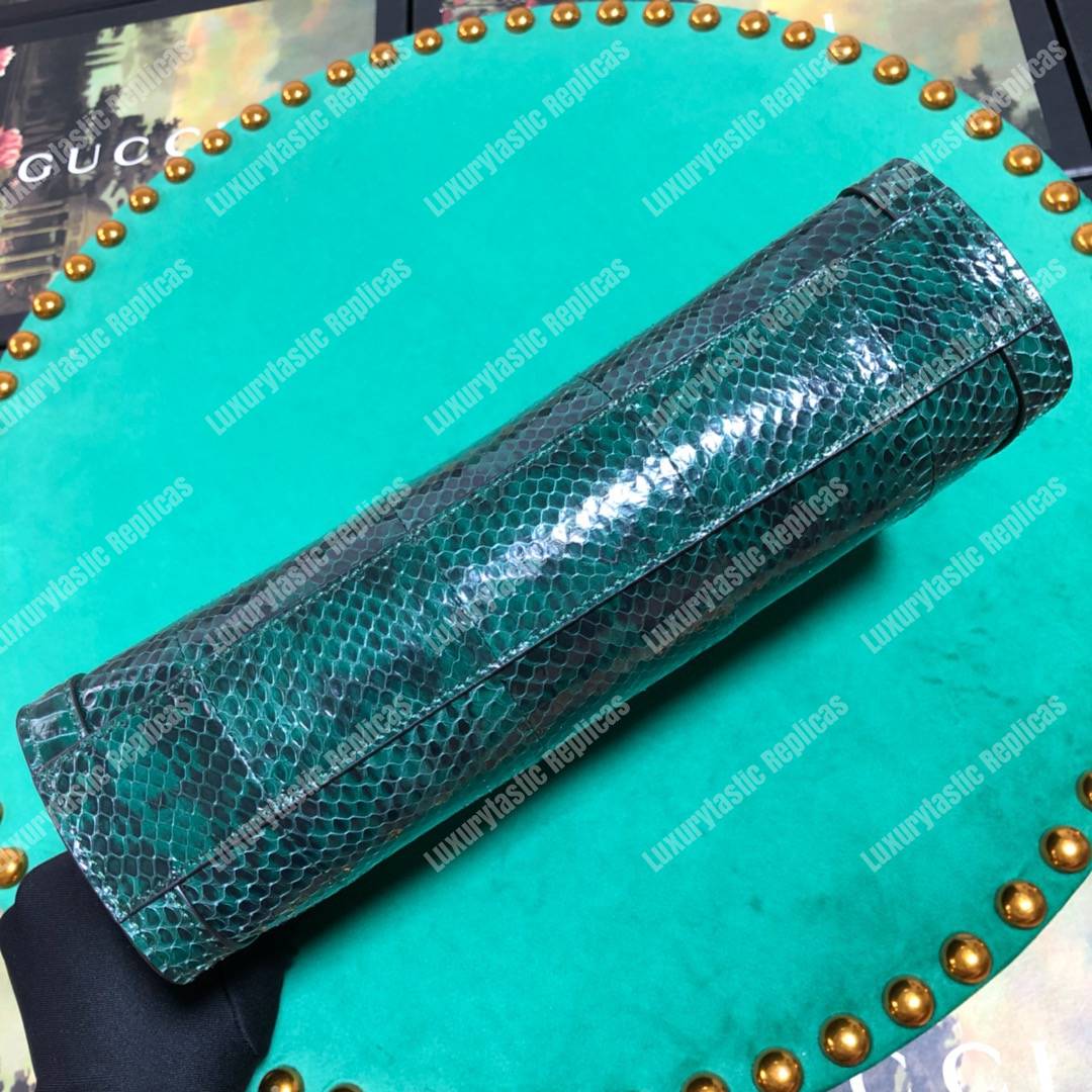 G*u*i ophidia small snakeskin shoulder bag emerald