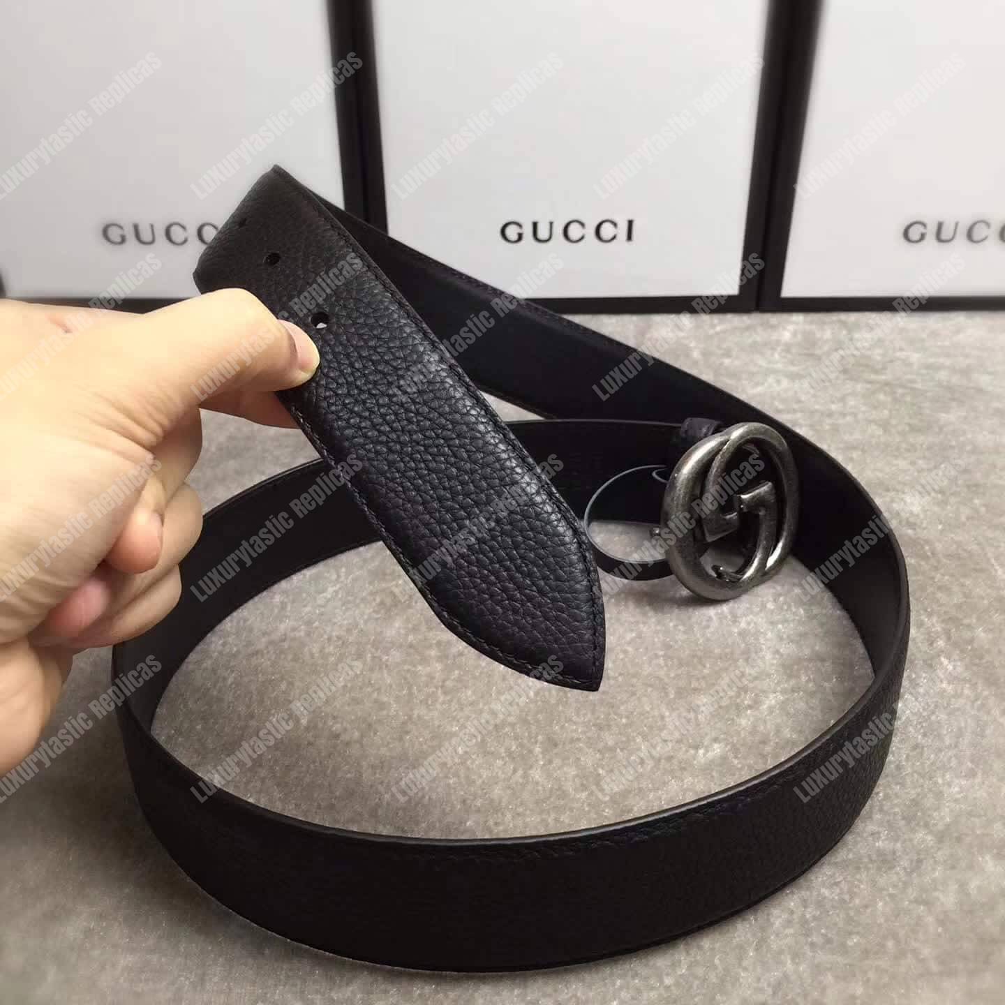 G*u*i leather belt with interlocking g buckle