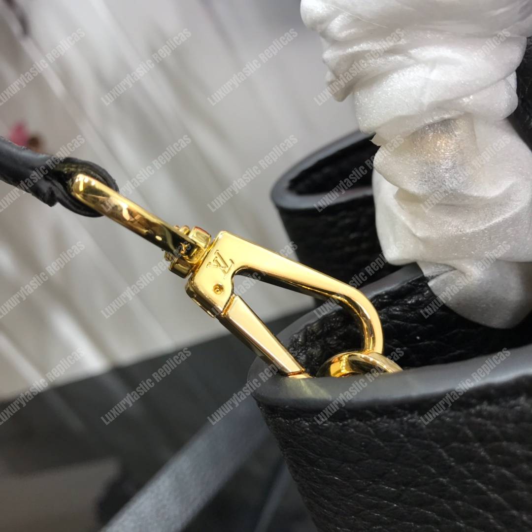 LV Capucine PM Handbag Taurillon Leather Noir/Blanc