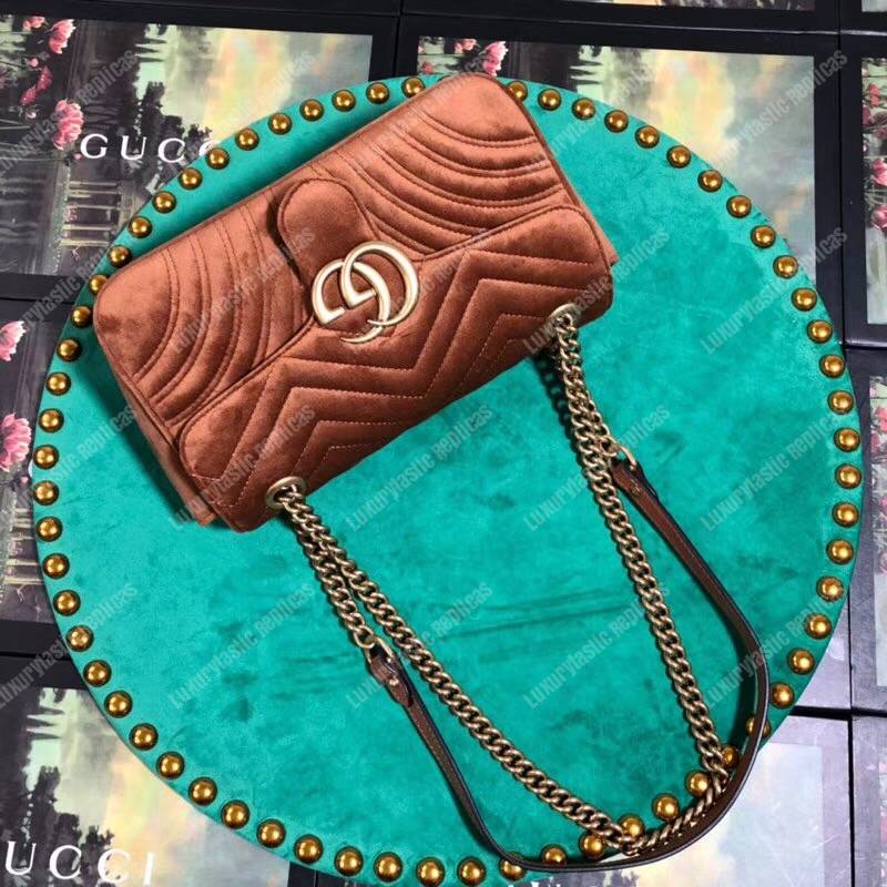 G*u*i gg marmont velvet shoulder bag taupe