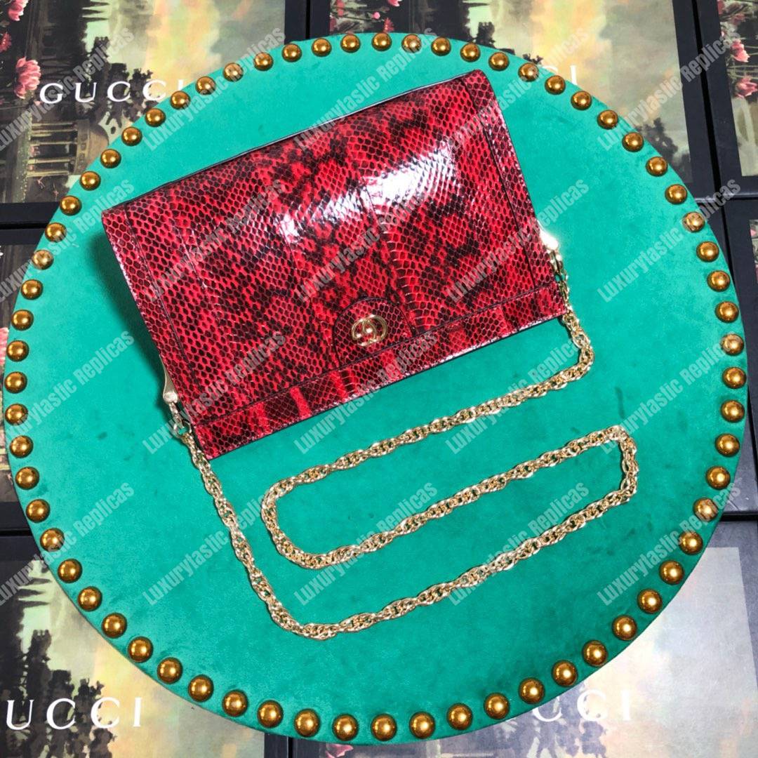 G*u*i ophidia small snakeskin shoulder bag hibiscus red