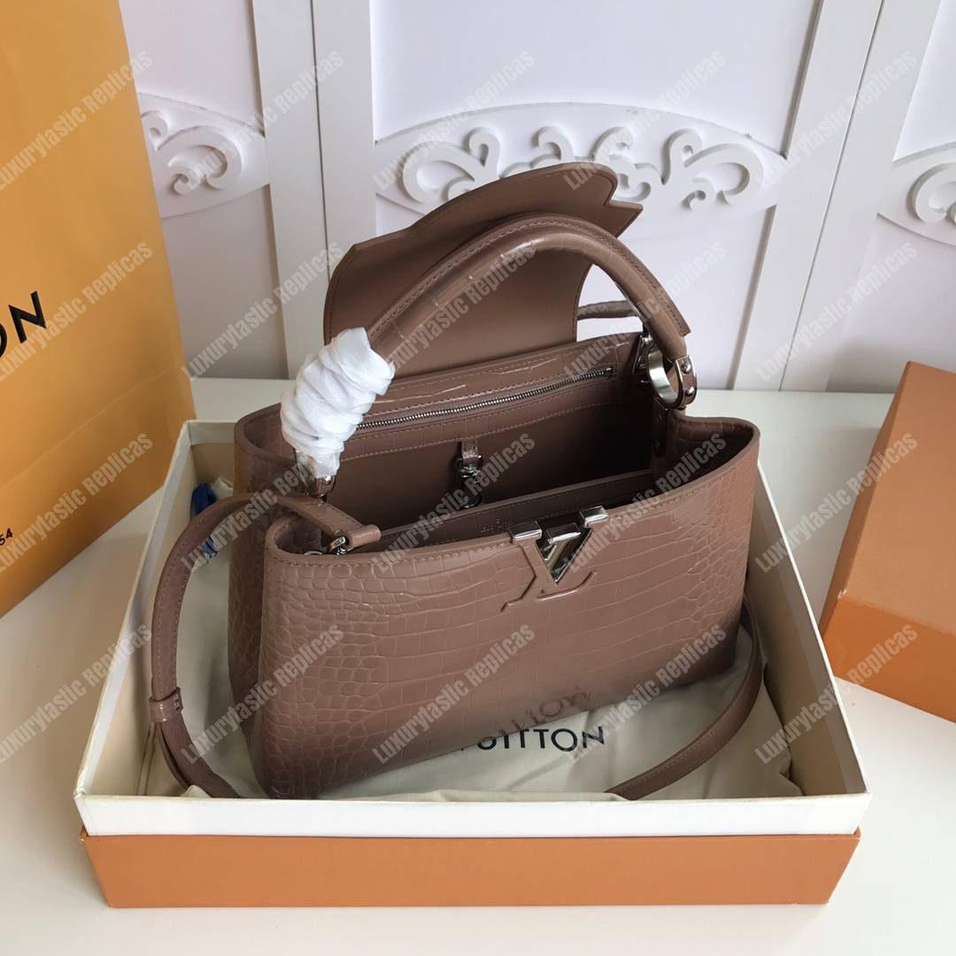 LV Capuccines PM Crocodilien Mat Taupe