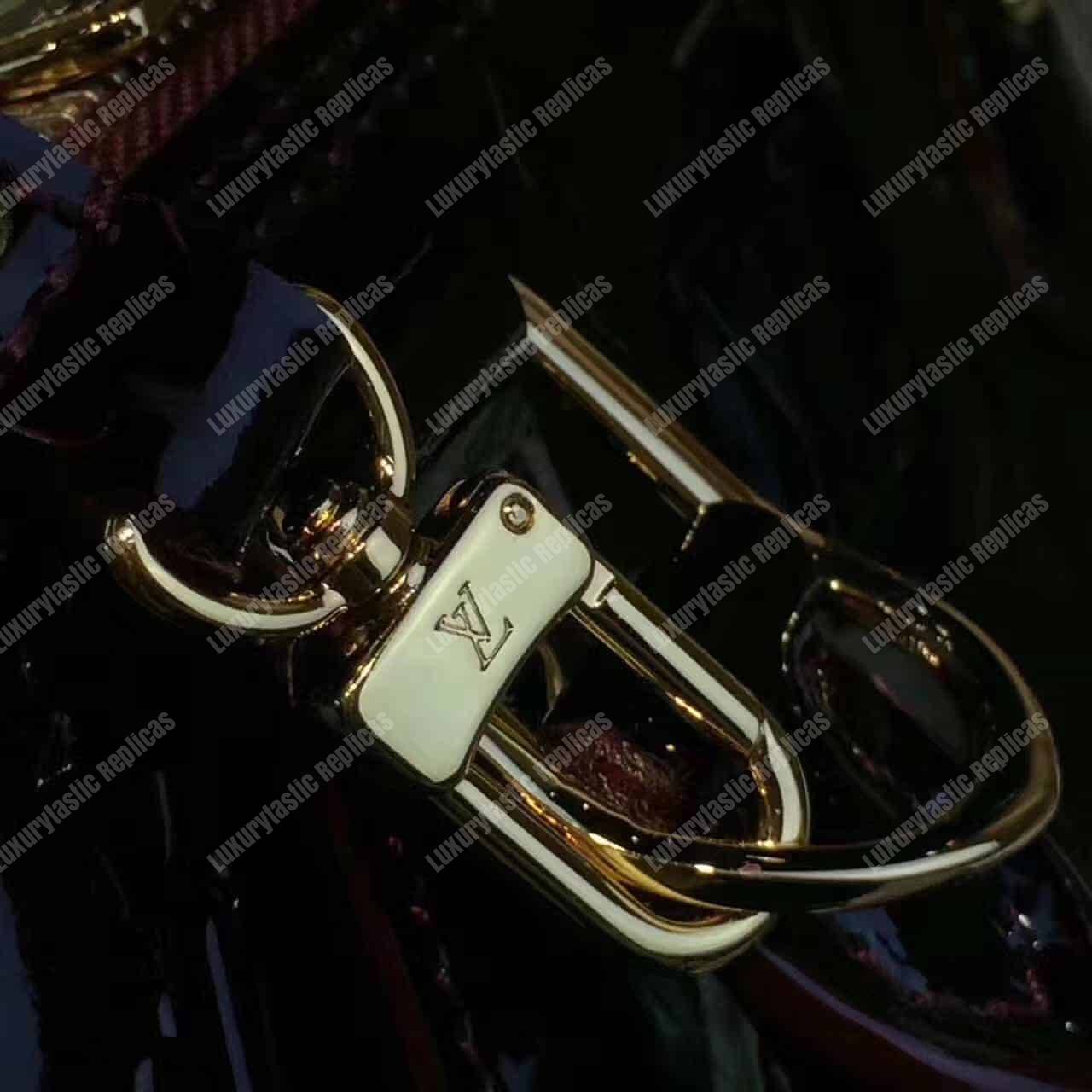 LV Alma BB Tote Bag Monogram Vernis Amarante