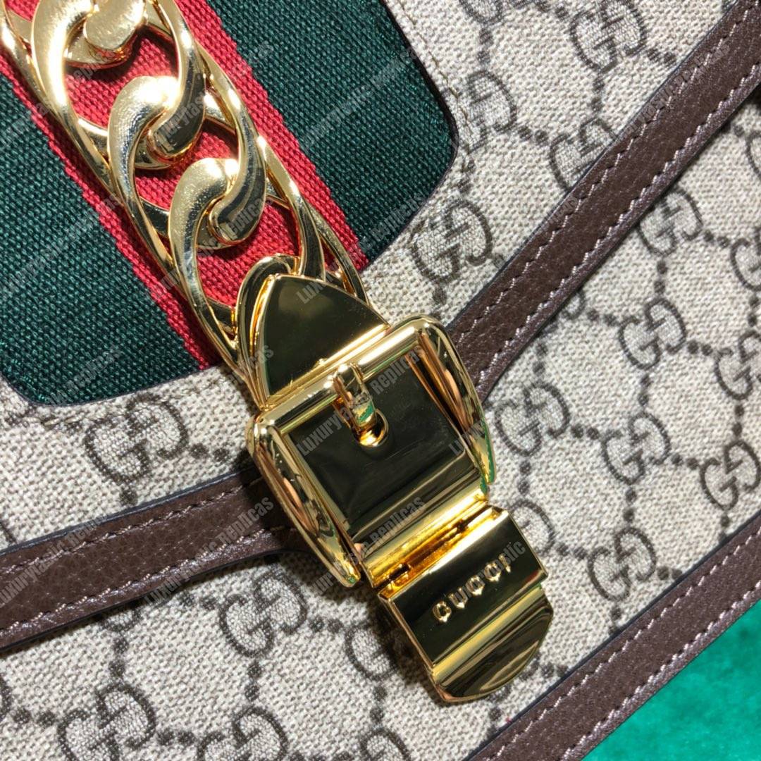 G*u*i sylvie gg sup*e canvas mini bag brown