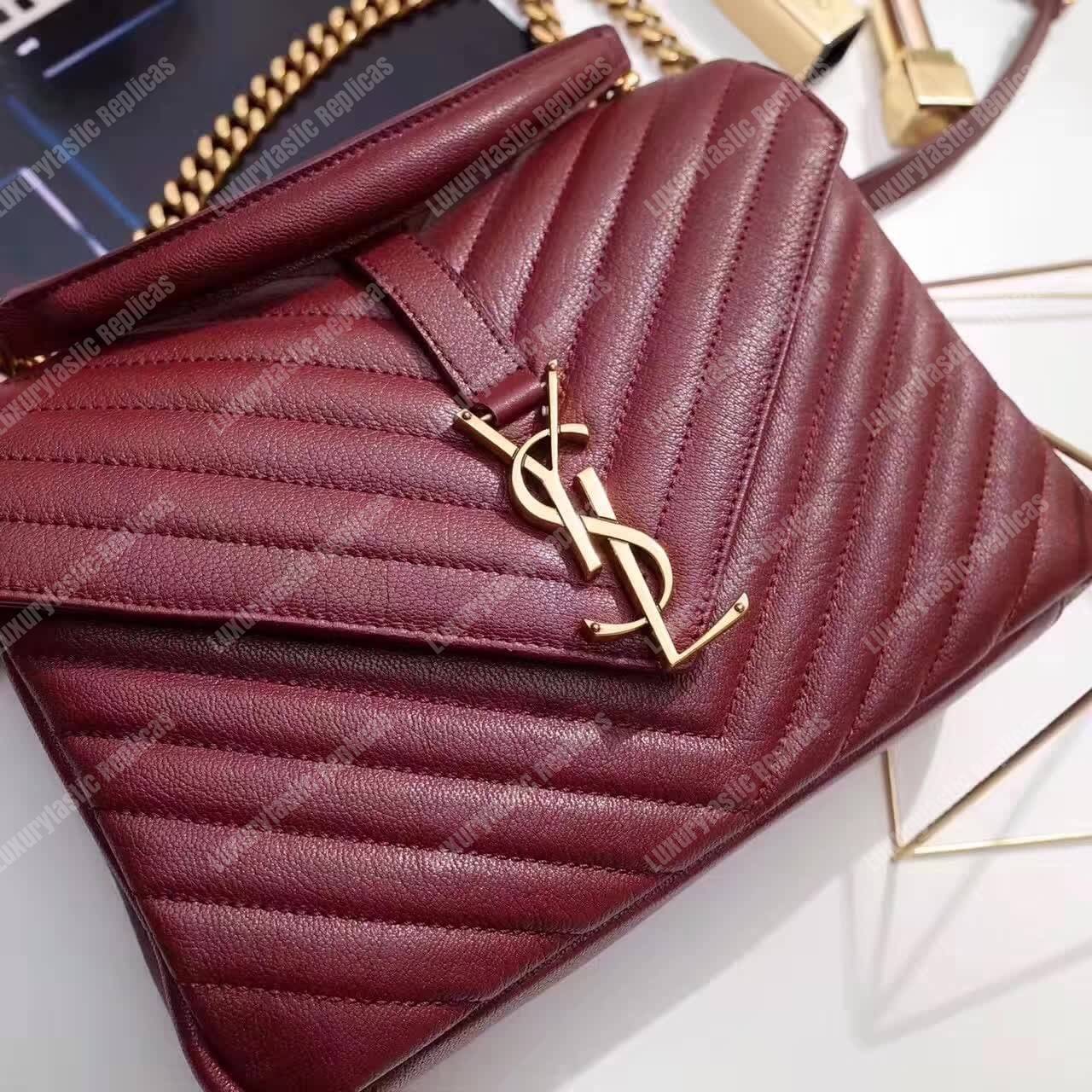 Saint Laurent Classic Medium College Monogram Dark Red Gold-Toned