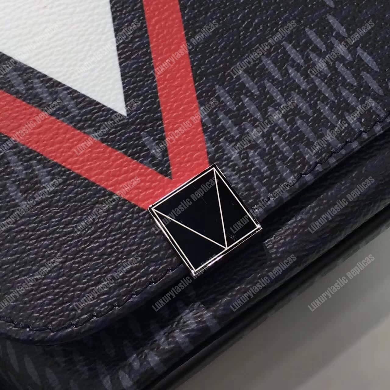 LV District PM Messenger Bag Damier Cobalt Canvas Red
