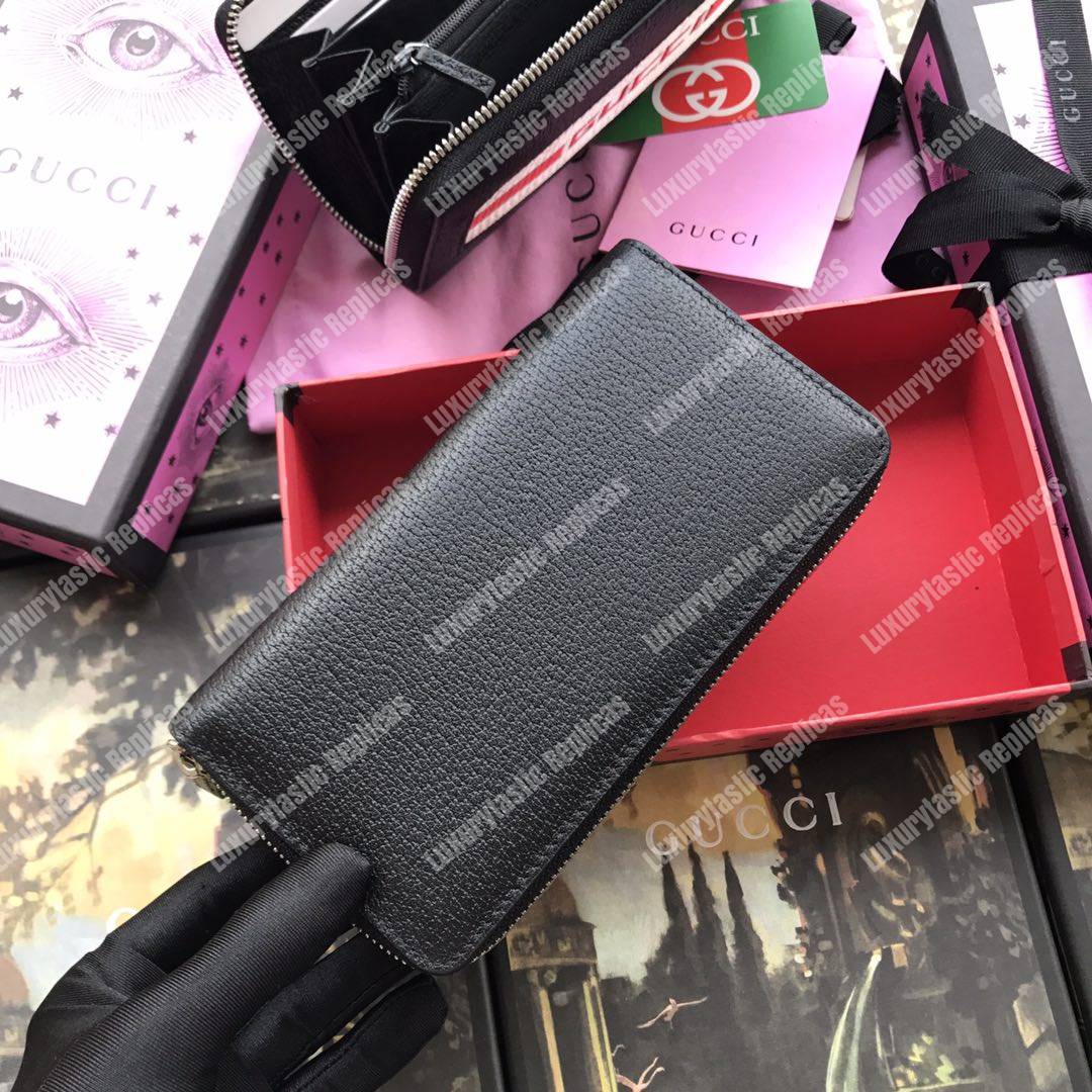 G*u*i stripe zip around leather wallet black