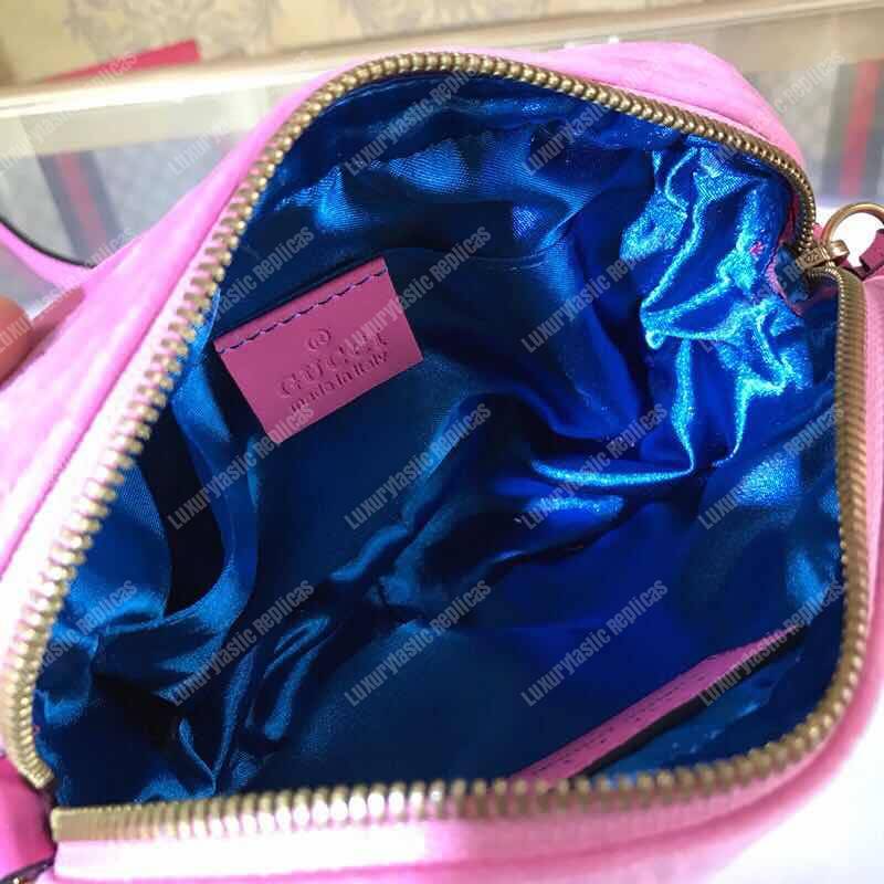 G*u*i gg marmont velvet small shoulder bag with crystals pink