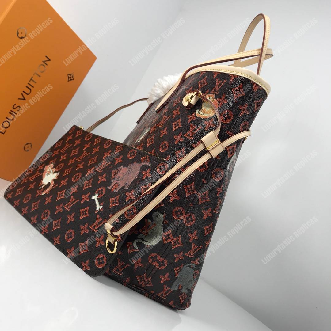 LV Neverfull MM Catogram Brown/Orange