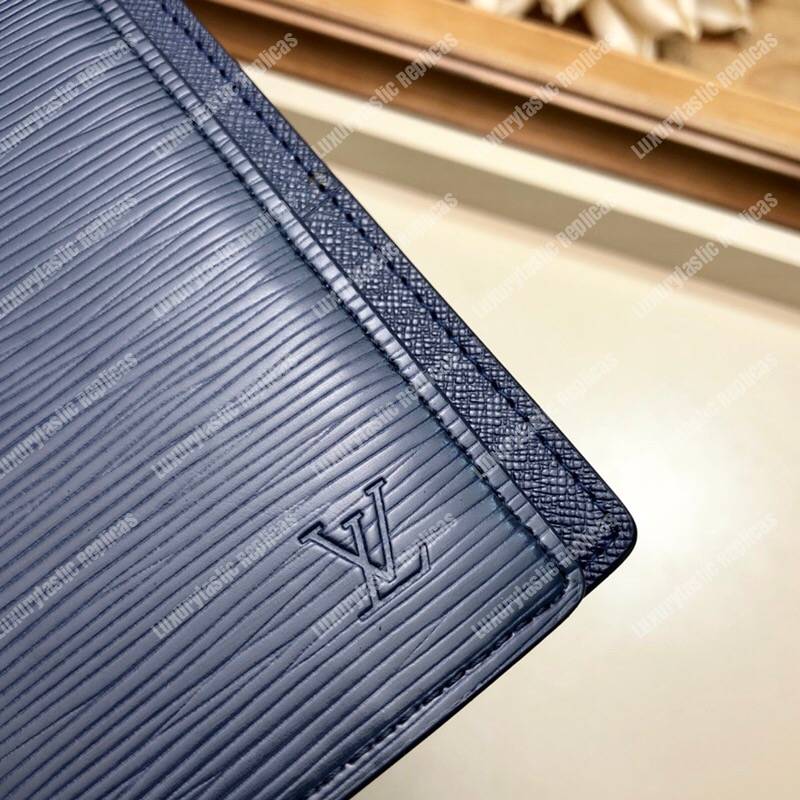LV Brazza Wallet Epi Leather Bleu Marine