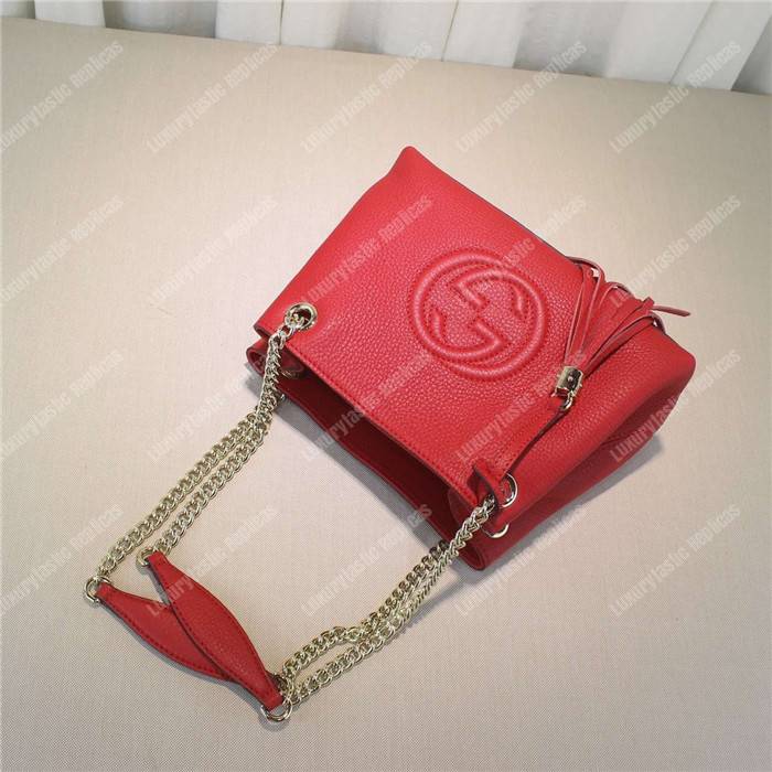 G*u*i soho leather chain strap shoulder bag red
