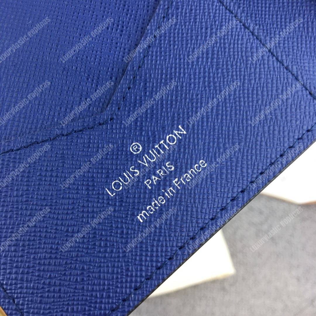 LV Passport Cover Taiga Monogram Cobalt