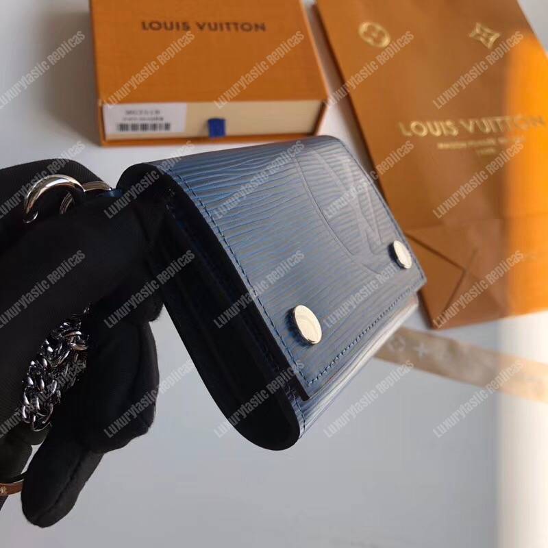 LV Rivets Chain Wallet Epi Leather Navy