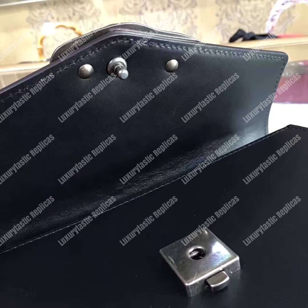 G*u*i lilith leather top handle bag black