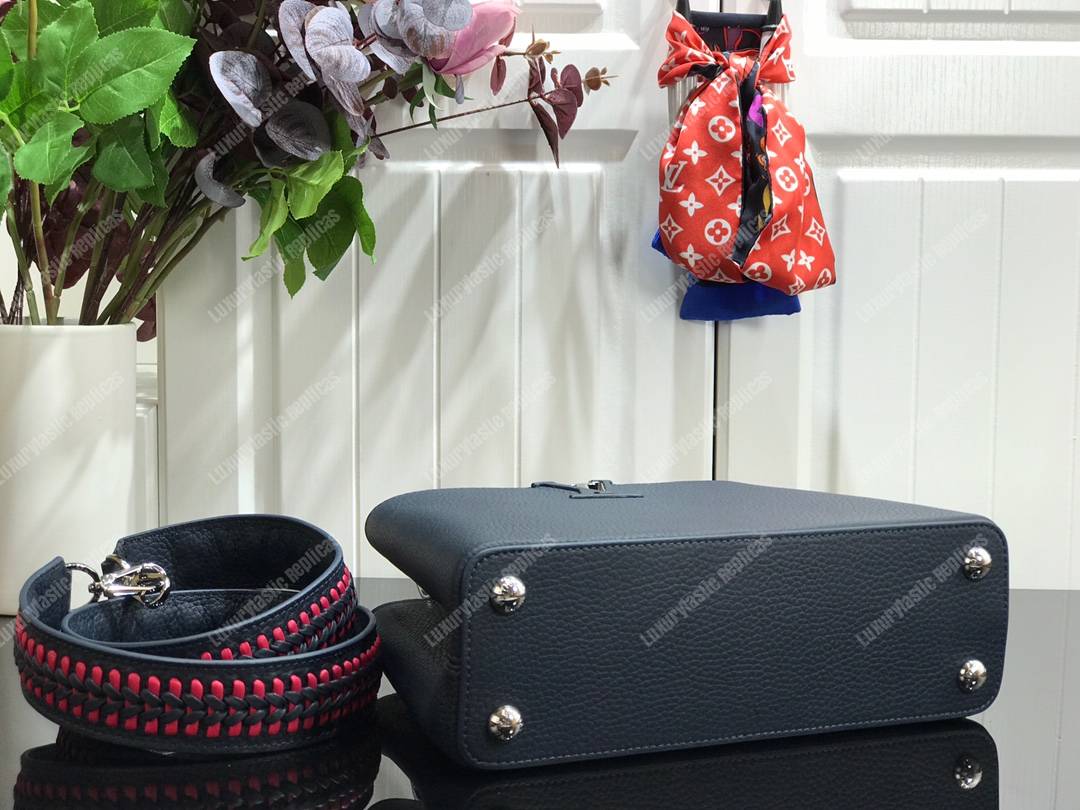 LV Capucine BB Handbag Taurillon Leather Celeste/Pivoine