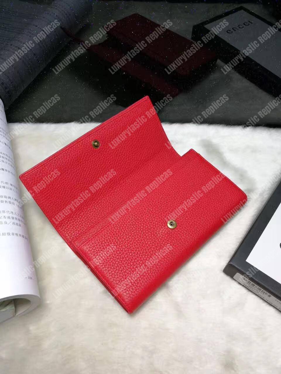 G*u*i gg leather continental wallet hibiscus red