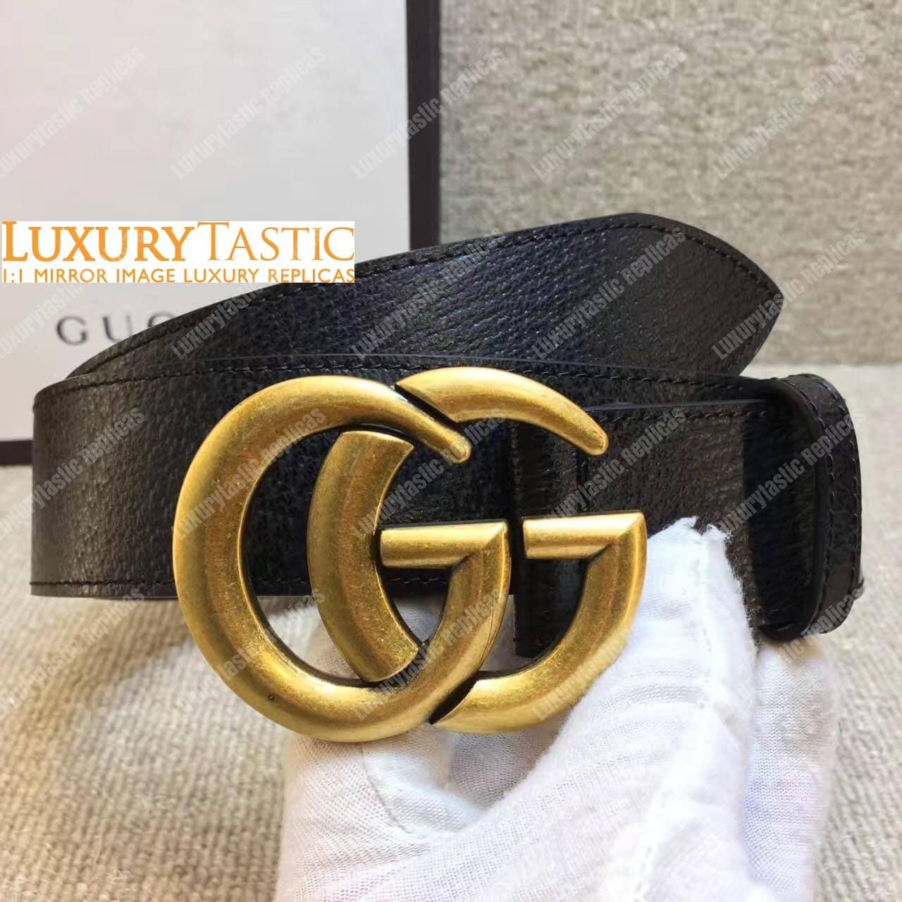 G*u*i leather belt with double g buckle