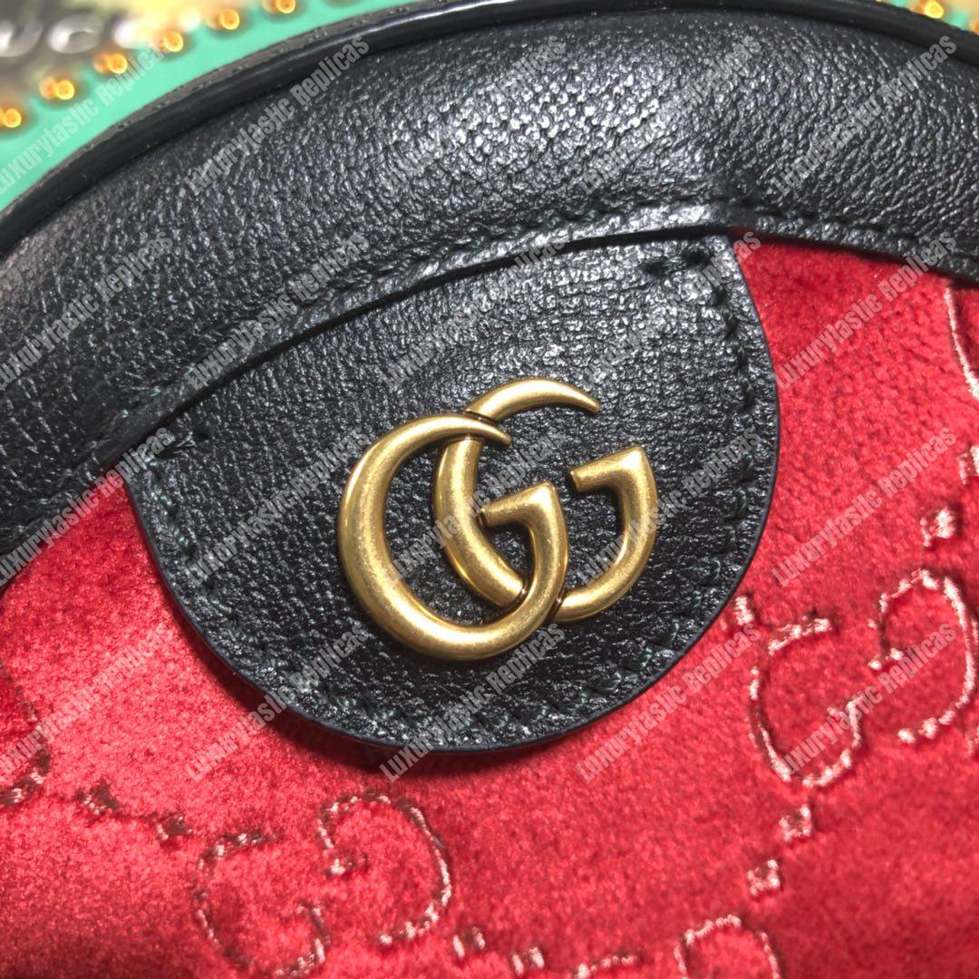 G*u*i gg velvet round shoulder bag red