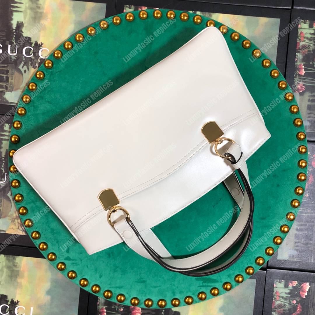 G*u*i arli large top handle bag white