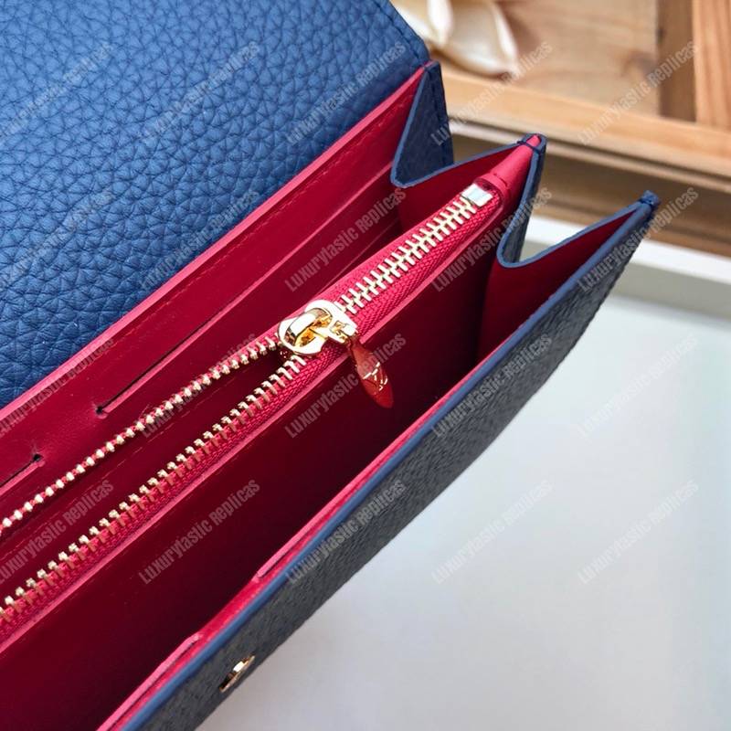 LV Capucines Wallet Taurillon Marine Rouge