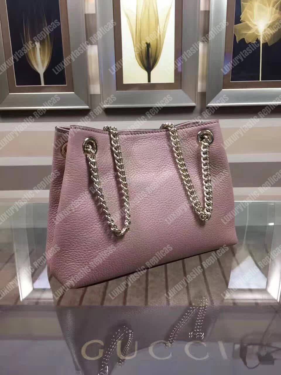 G*u*i soho leather chain strap shoulder bag pink