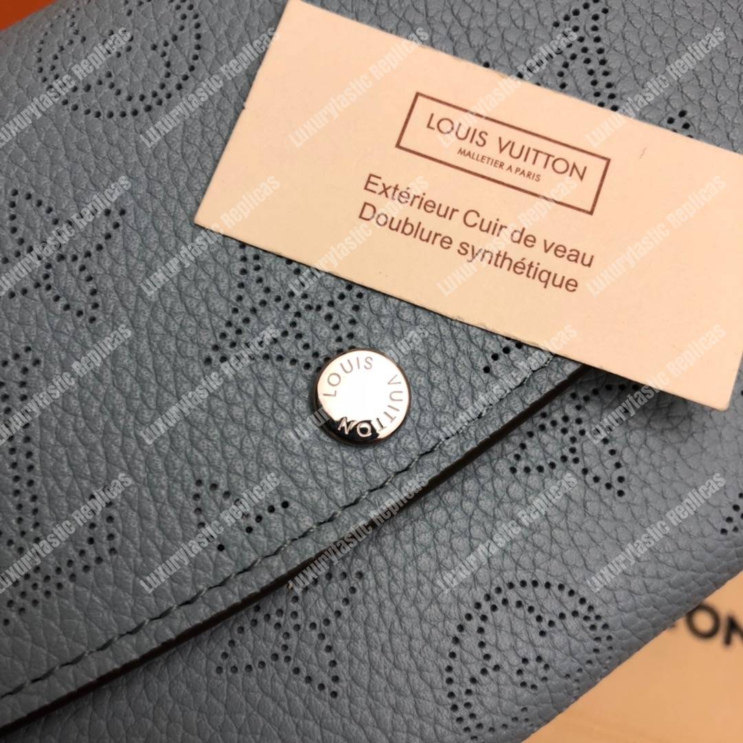 LV Iris Wallet Mahina Leather Bleu Horizon Pumpkin