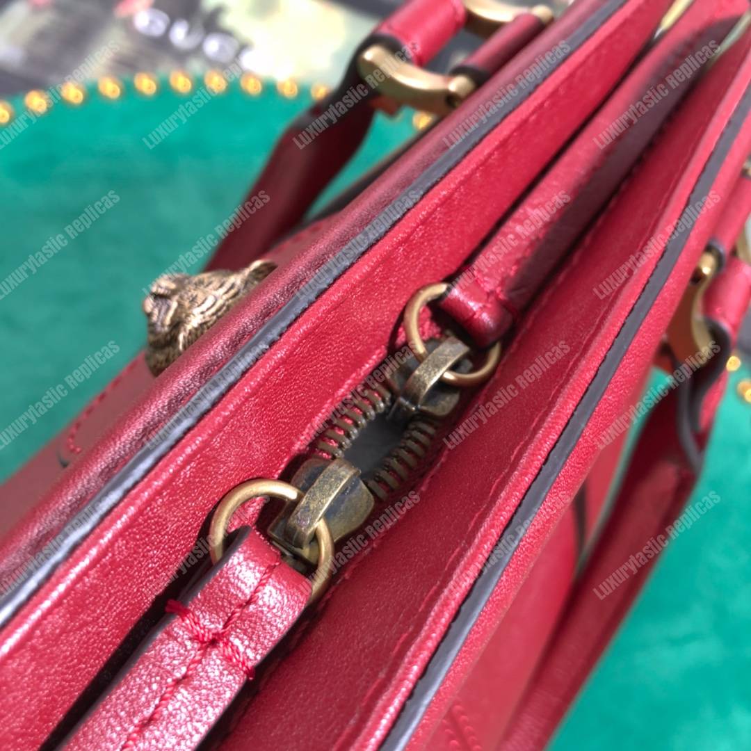 G*u*i re(belle) large top handle tote leather red