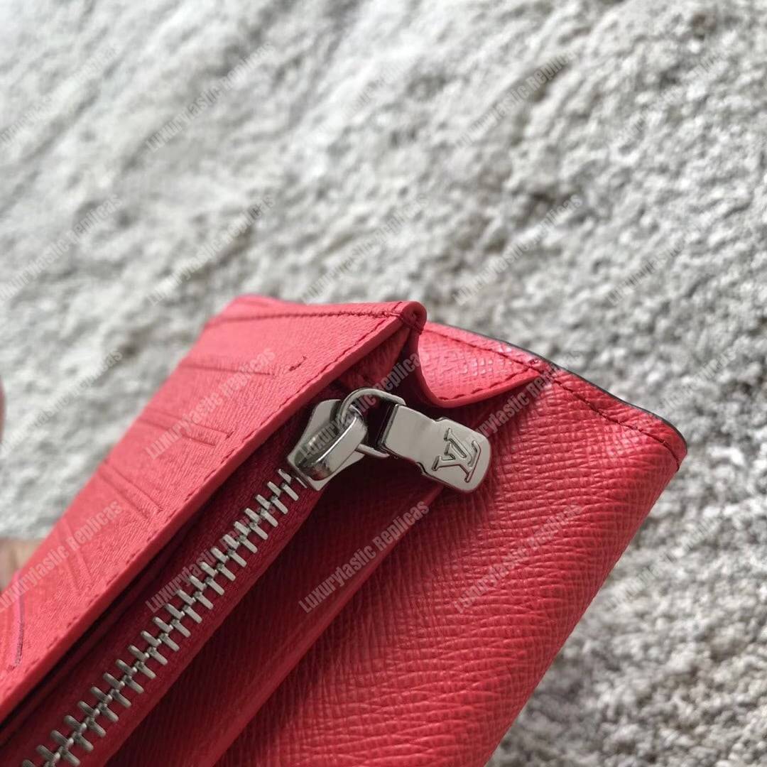LV Brazza Wallet Epi Leather Hexagon Red