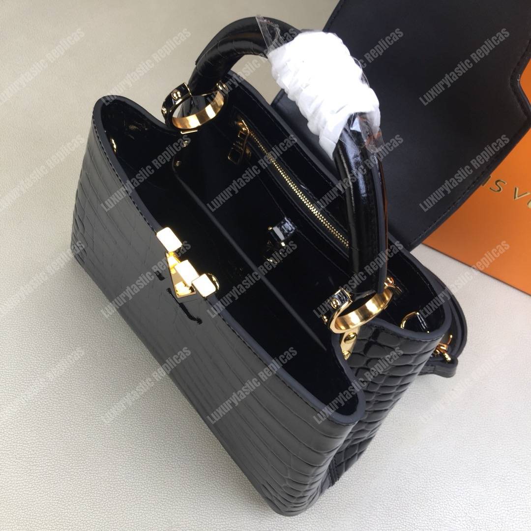 LV Capucines BB Crocodilien Brillant Noir