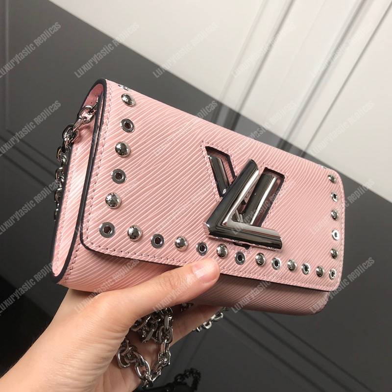 LV Twist Chain Wallet Epi Leather Rose Ballerine