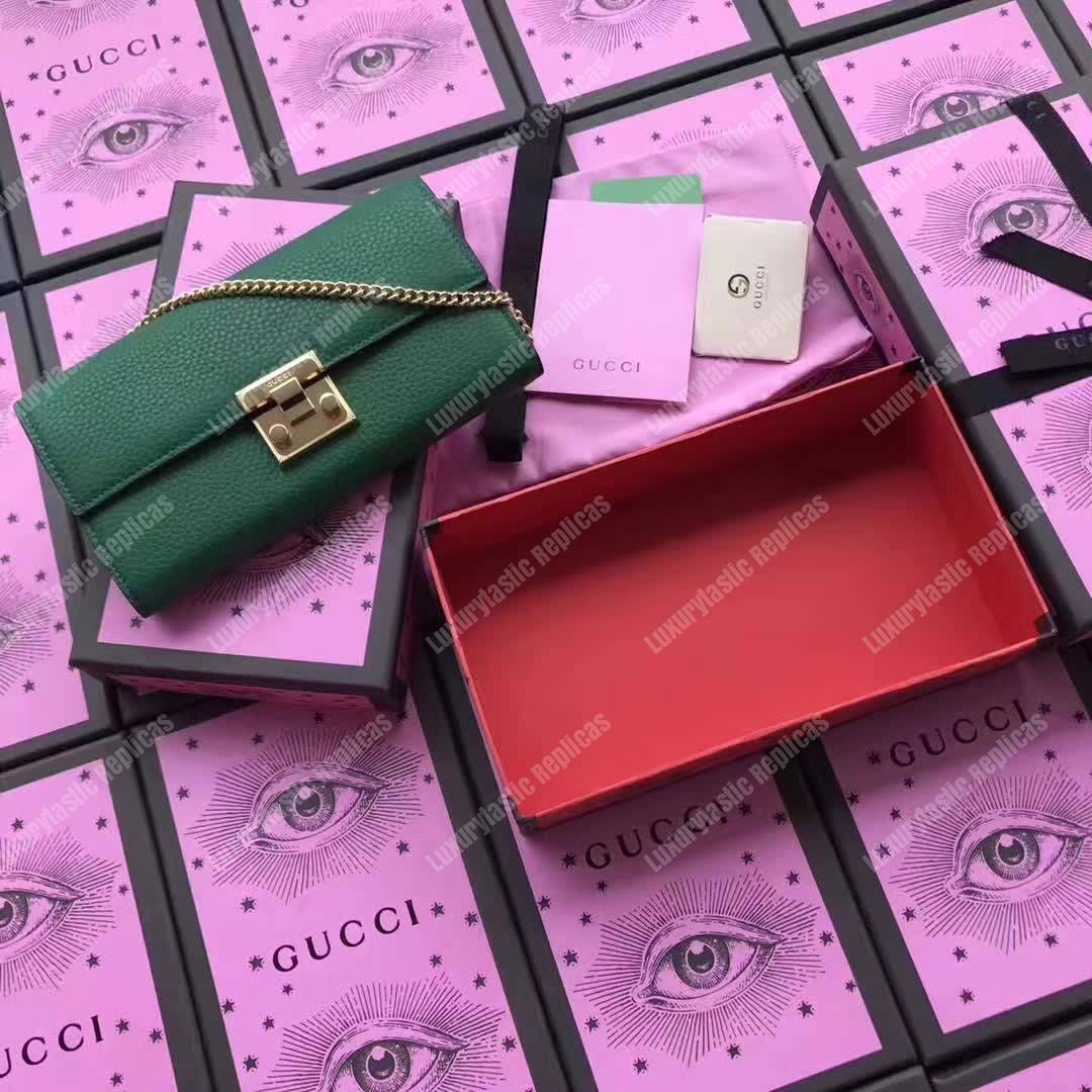 G*u*i padlock continental wallet emerald green