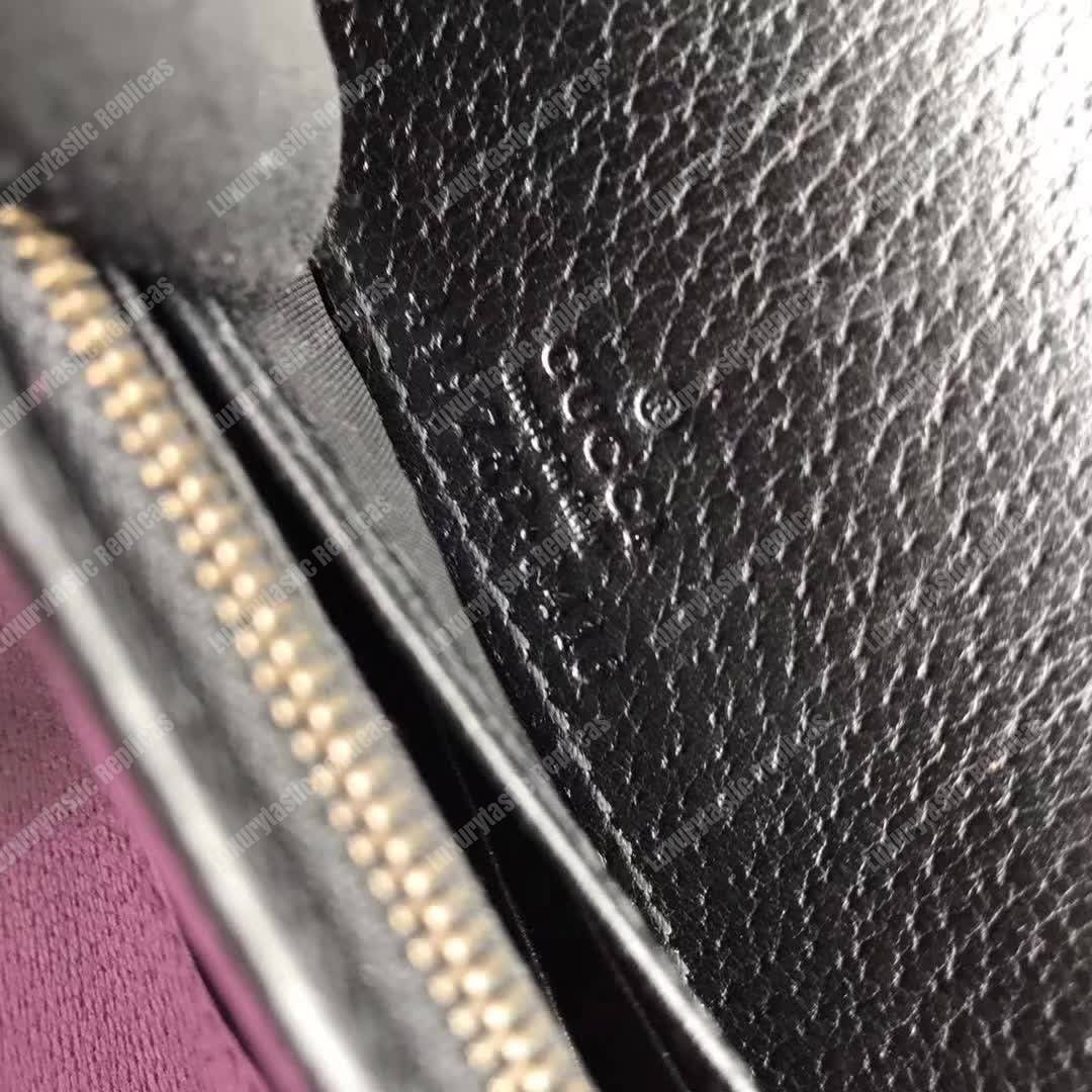 G*u*i leather mini chain bag with double g crystals black