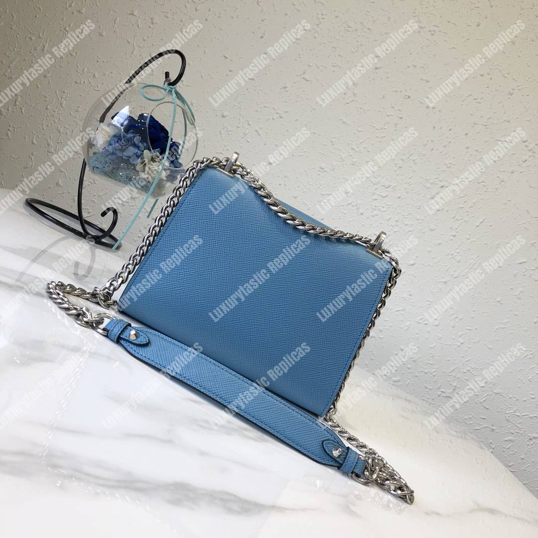 Pra*a monochrome saffiano leather bag light blue