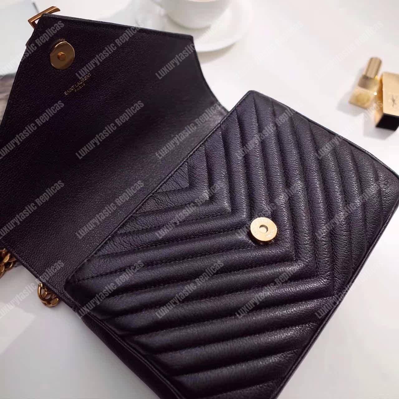 Saint Laurent Classic Medium College Monogram Black Gold-Toned