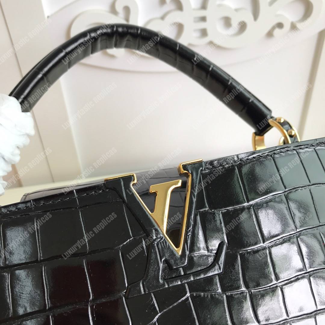 LV Capuccines PM Crocodilien Mat Noir