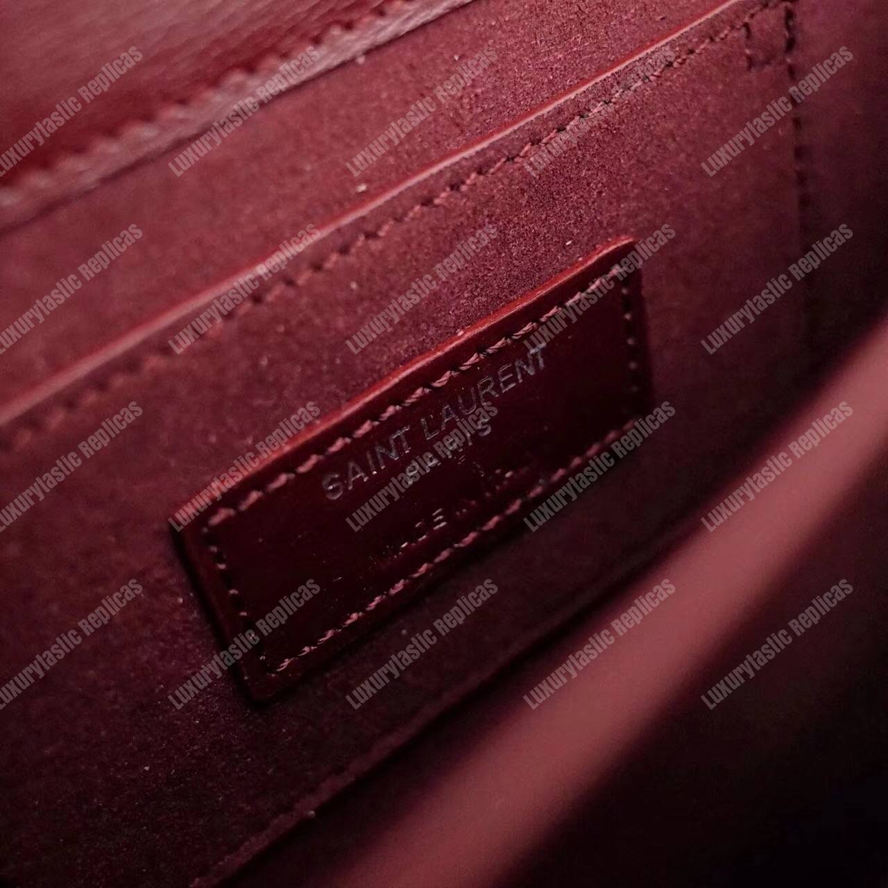 Saint Laurent Small Sunset Bag Dark Red Grained
