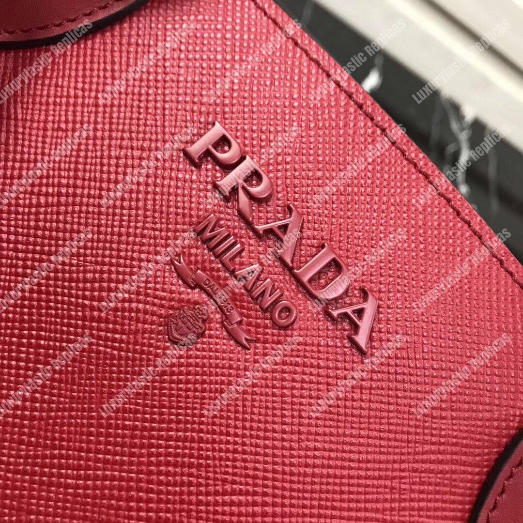Pra*a monochrome saffiano leather bag red