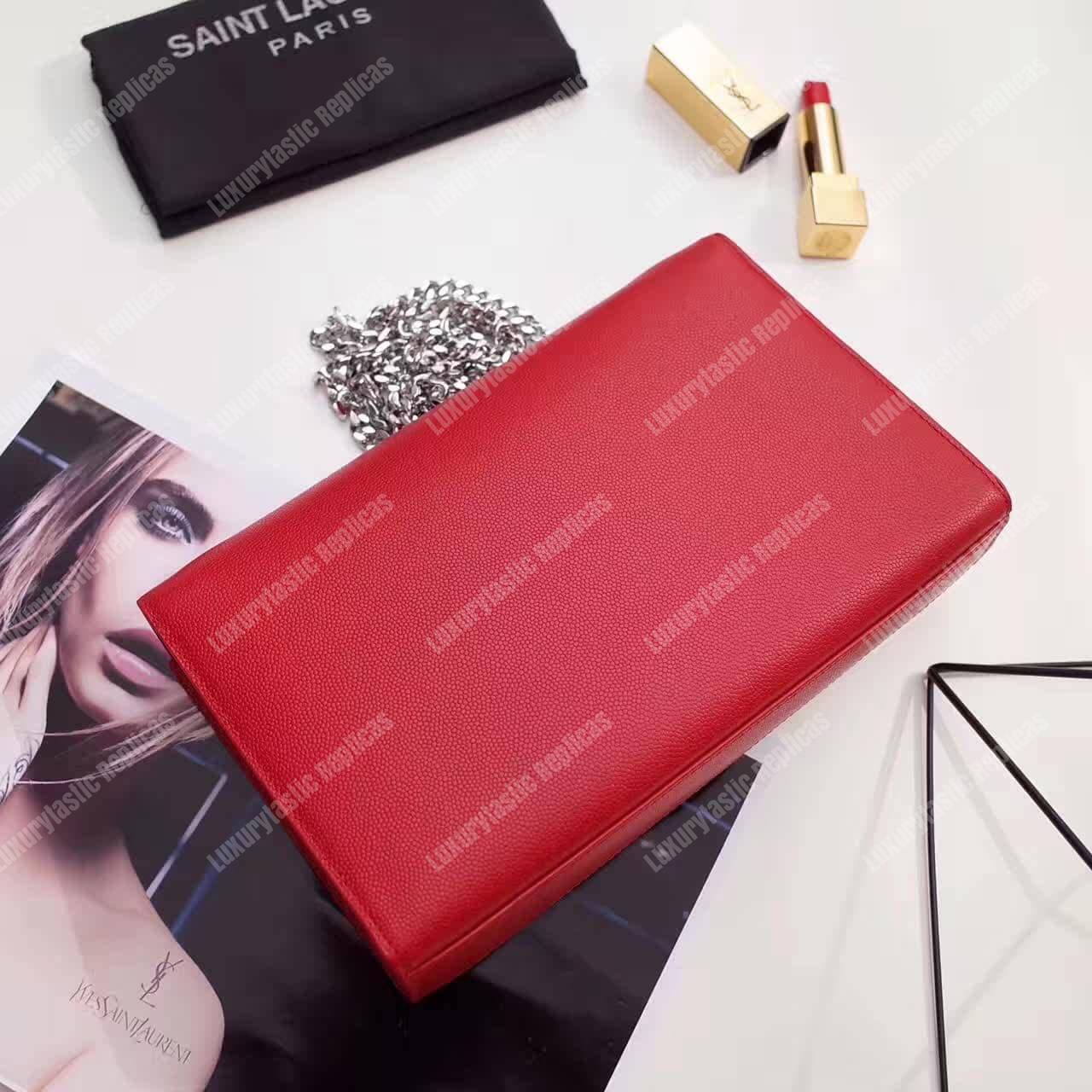 Saint Laurent Kate Medium In Grain De Poudre Embossed Leather Red