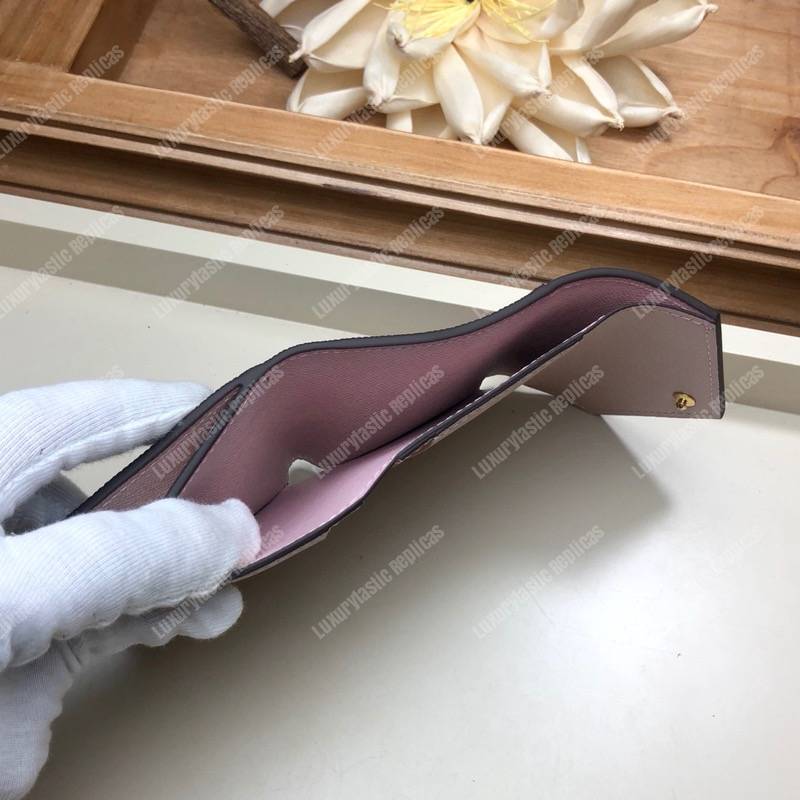 LV Zoé Wallet Damier Ebene Rose Ballerine colored leather