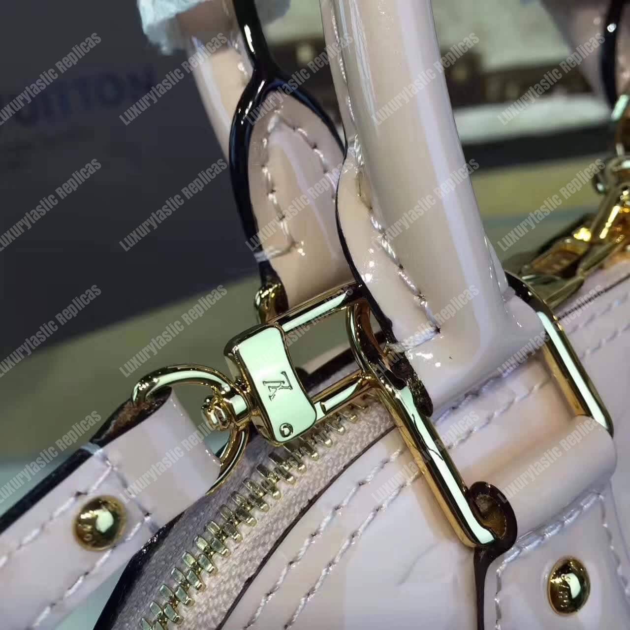 LV Alma BB Tote Bag Monogram Vernis Rose Ballerine