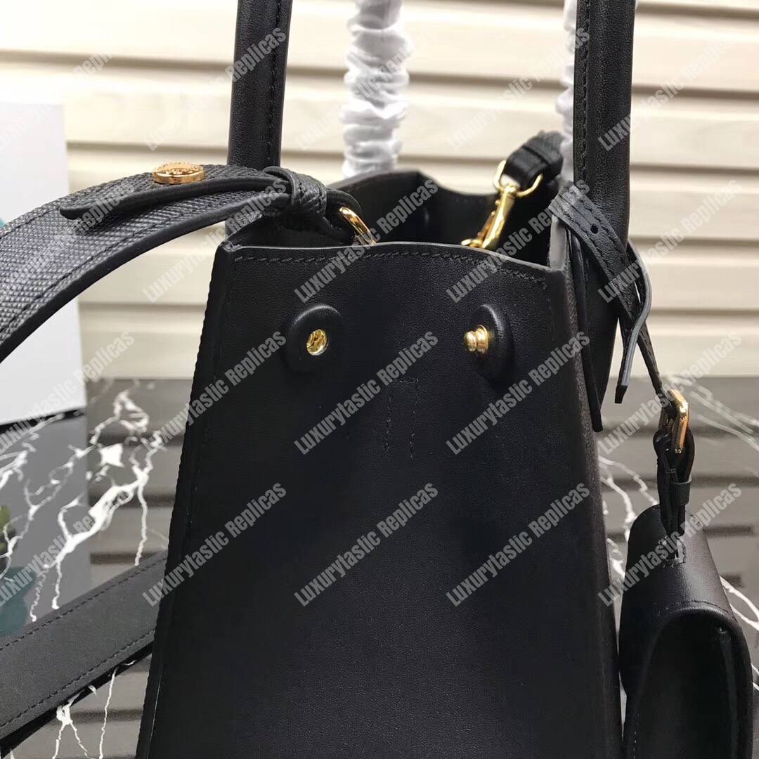 Pra*a monochrome saffiano leather bag black