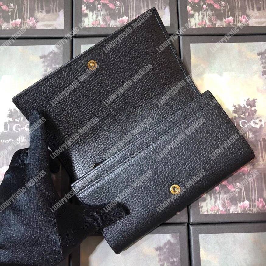 G*u*i garden leather continental wallet black with bat