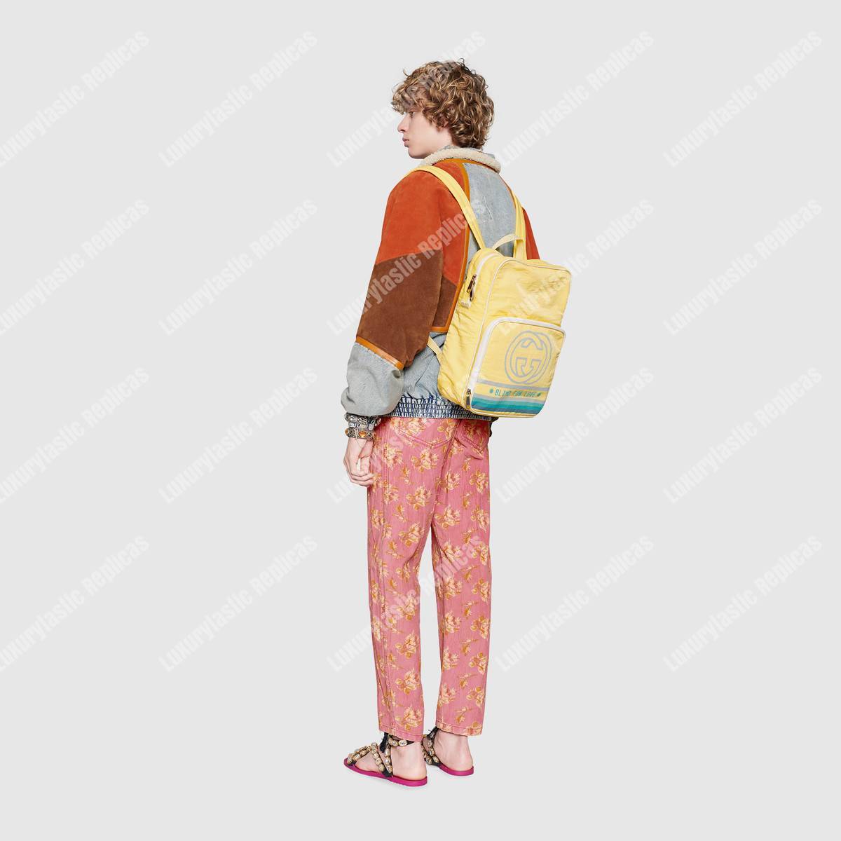 G*u*i medium backpack with interlocking g print yellow