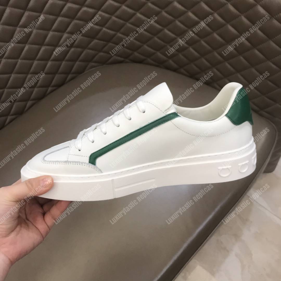 Salvatore Ferragamo Gancini Sneaker Shoe White/Green Lining