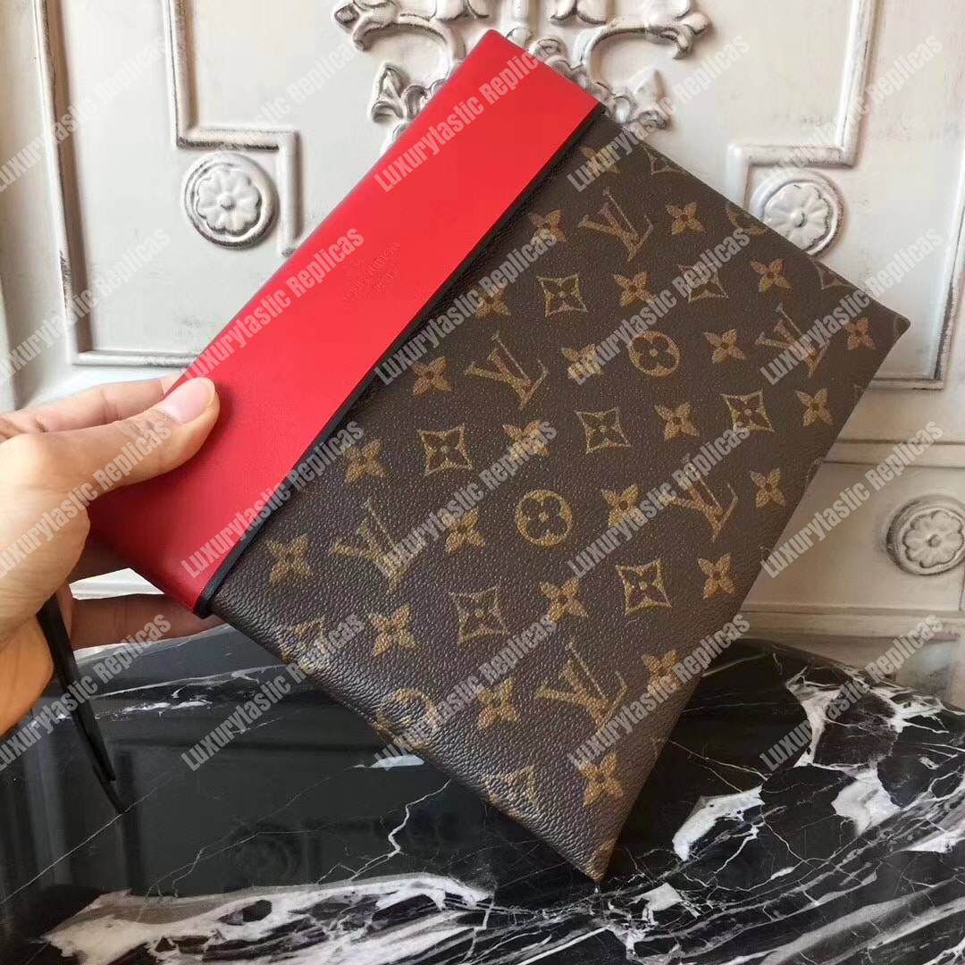 LV Pochette Tuileries Monogram Coated Canvas Red